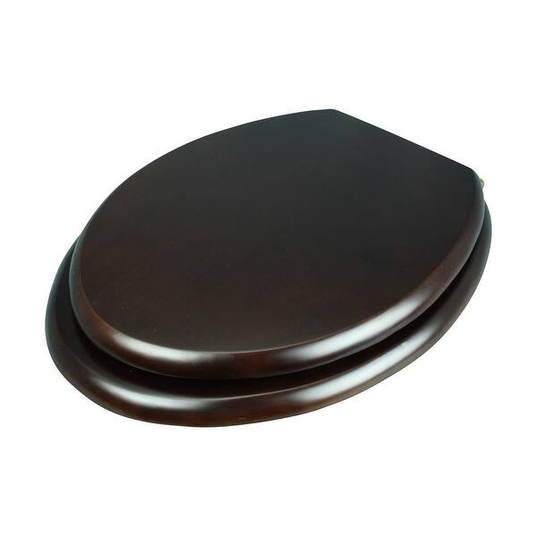 Dark Oak Wooden Toilet Seat Elongated with Brass PVD Hinges Renovators